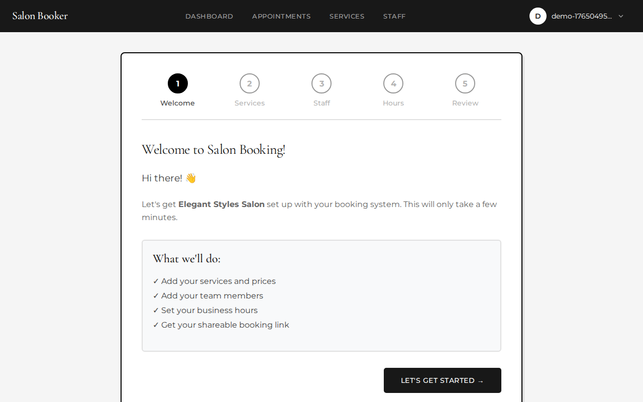 Services management page showing service list